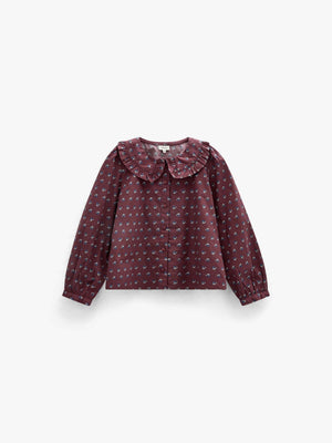 Poplin-bluse med flæsekrave Tween - Bordeaux Flowerprint | 101454 Julia