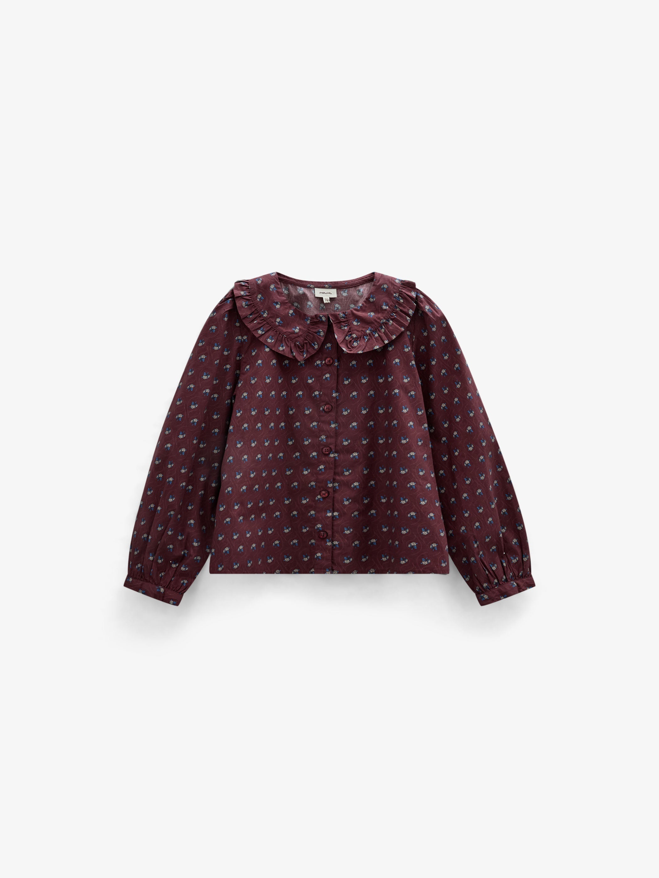 Poplin-bluse med flæsekrave Tween - Bordeaux Flowerprint | 101454 Julia