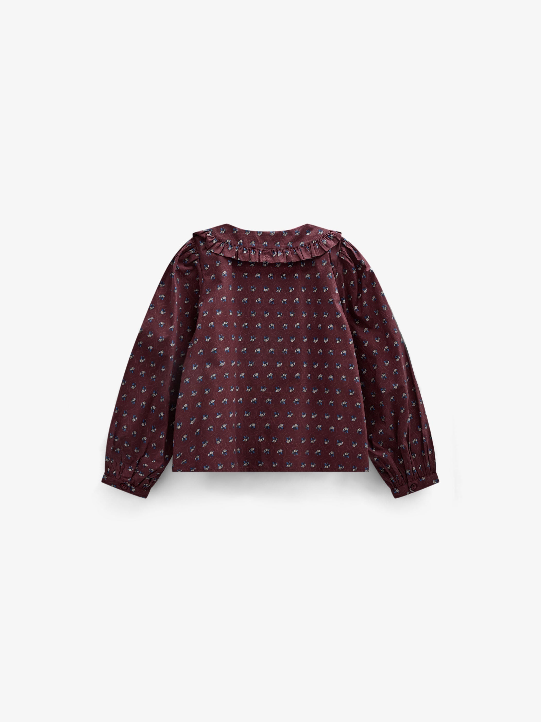 Poplin-bluse med flæsekrave Kids - Bordeaux Flowerprint | 101453 Julia