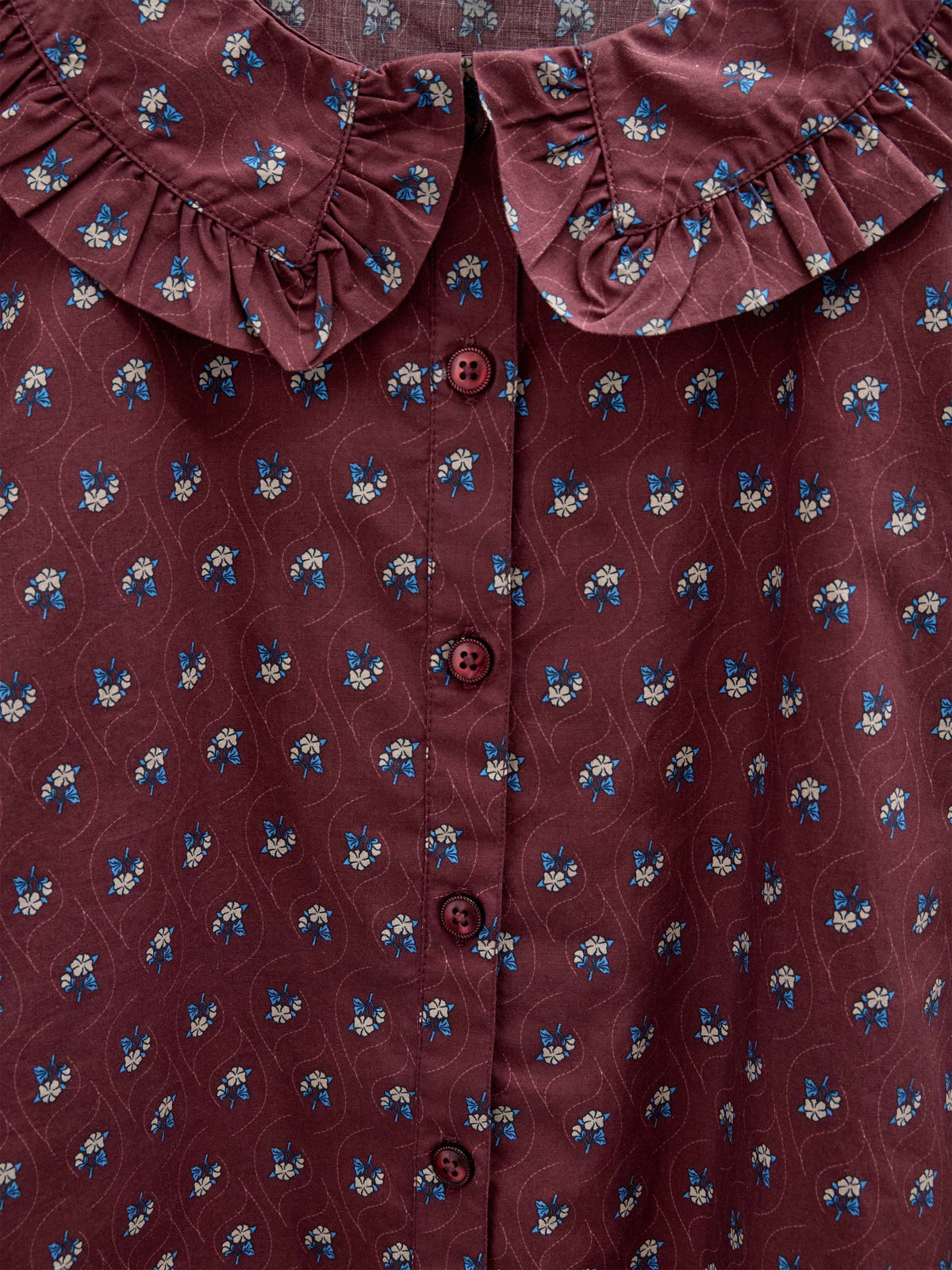 Poplin-bluse med flæsekrave Tween - Bordeaux Flowerprint | 101454 Julia