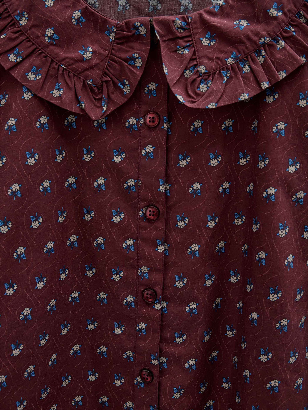 Poplin-bluse med flæsekrave Kids - Bordeaux Flowerprint | 101453 Julia