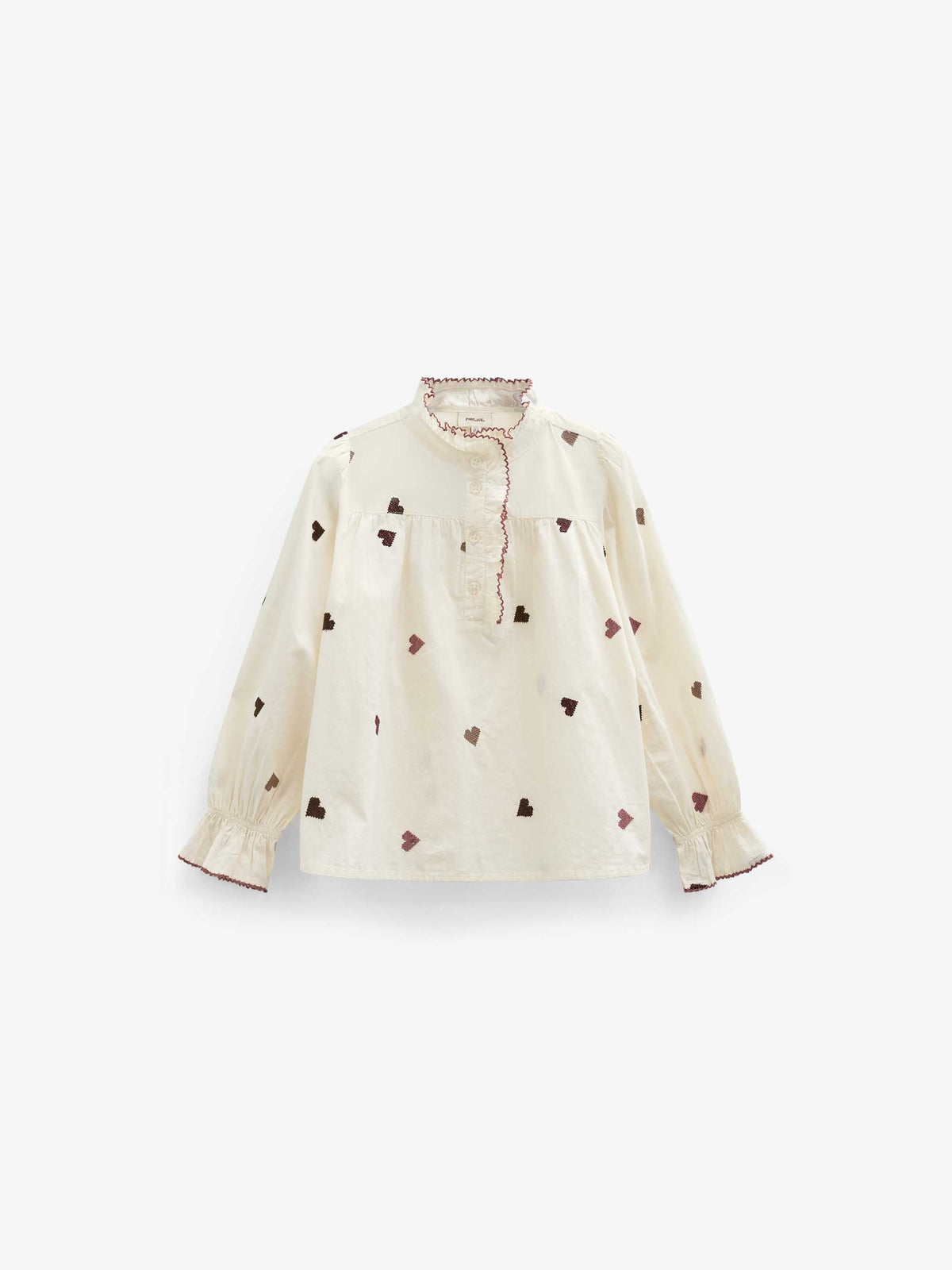 Bomuldsbluse med hjertebroderi Tween - Rose/Bordeaux | 101458 Elina