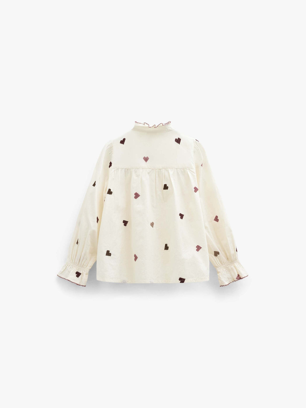Bomuldsbluse med hjertebroderi Kids - Rose/Bordeaux | 101457 Elina