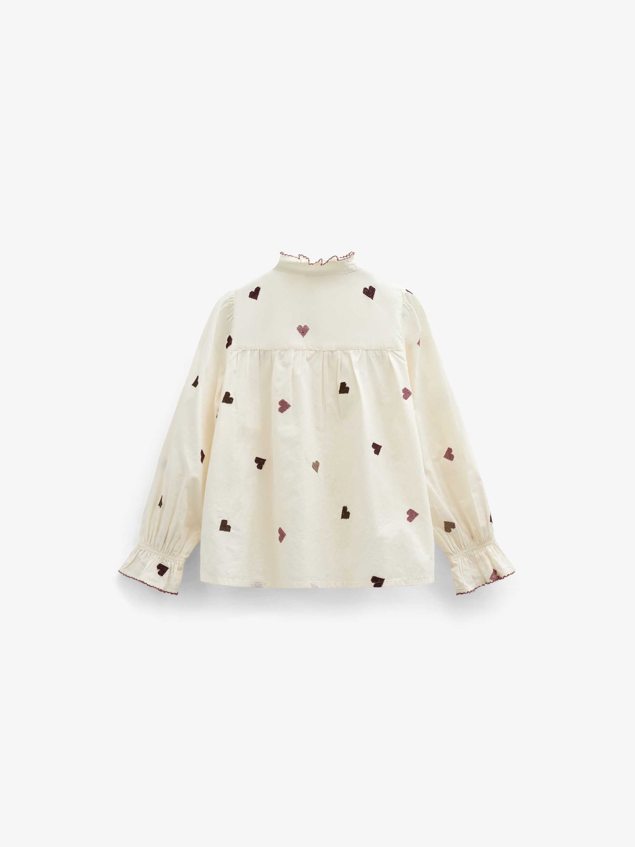 Bomuldsbluse med hjertebroderi Tween - Rose/Bordeaux | 101458 Elina