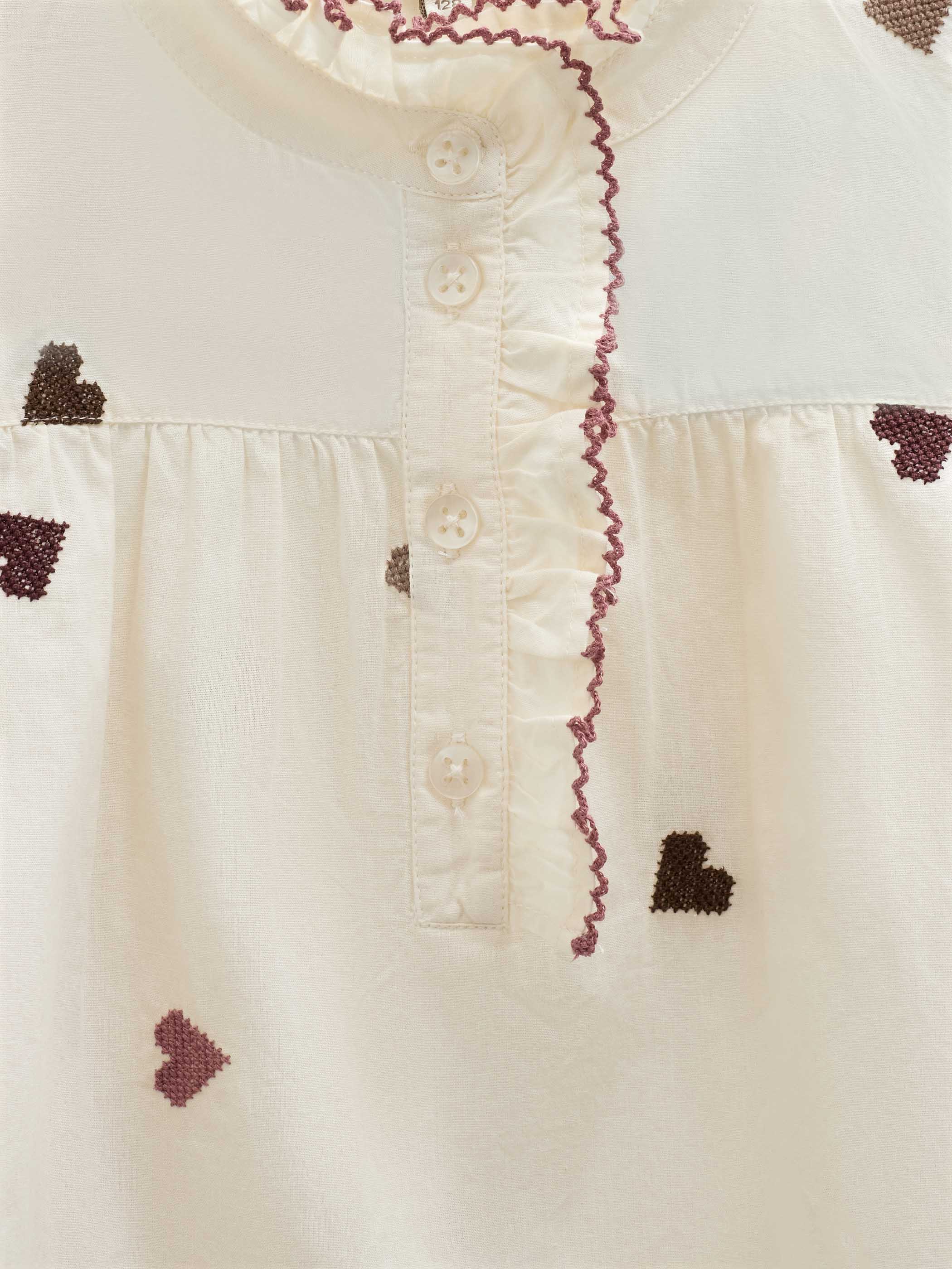 Bomuldsbluse med hjertebroderi Tween - Rose/Bordeaux | 101458 Elina