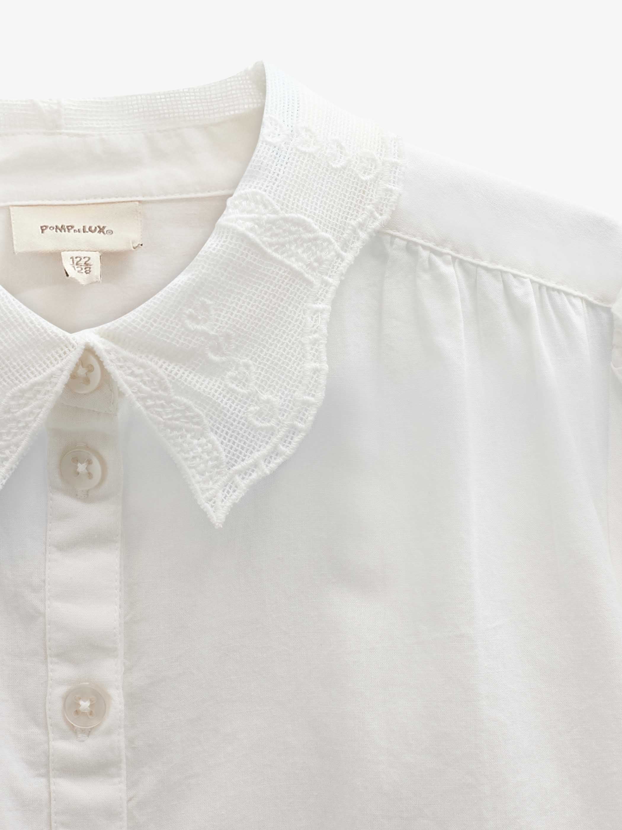 Bomuldsskjorte med blondekrave Kids - Offwhite | 101459 Holly