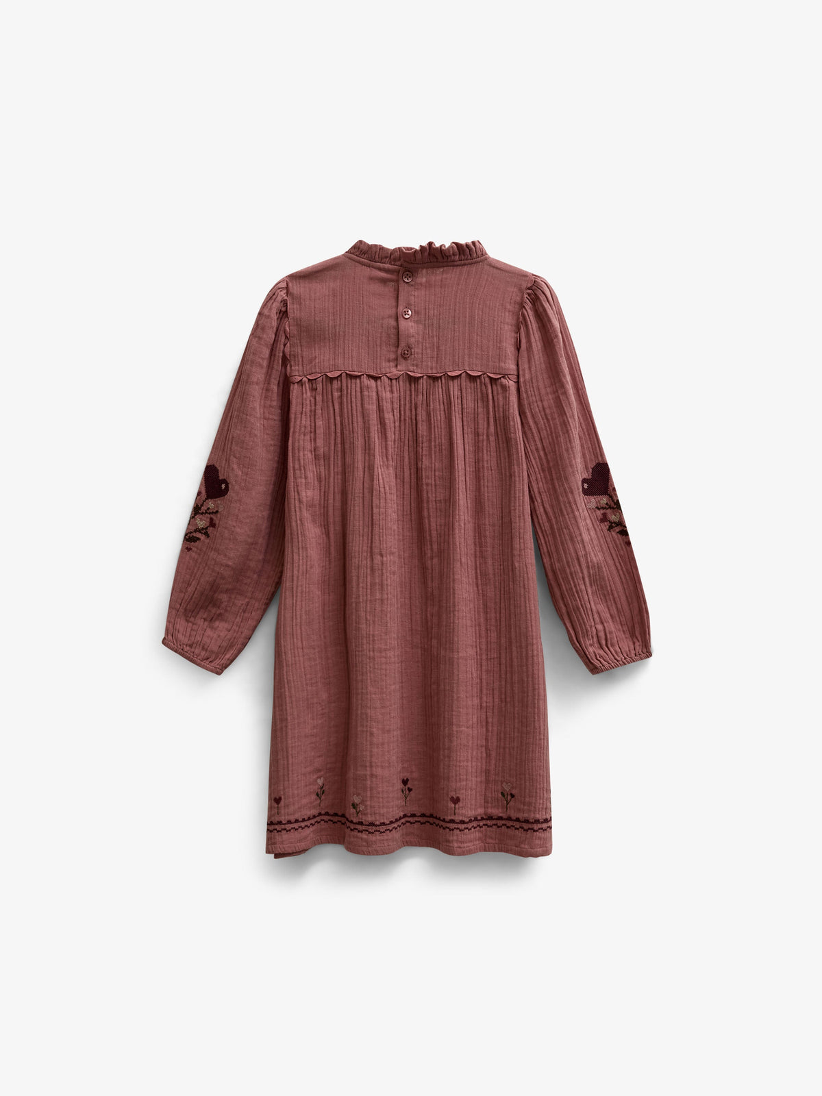 Double gauze-kjole med korsstingsbroderi Tween - Dusty Rose | 101466 Laureen