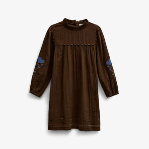 Double gauze-kjole med korsstingsbroderi Tween - Brown | 101468 Laureen