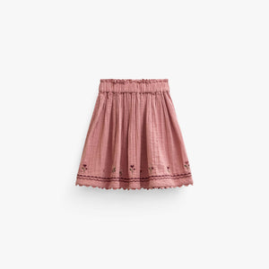 Double gauze-nederdel med korsstingsbroderi Kids - Dusty Rose | 101469 Laureen