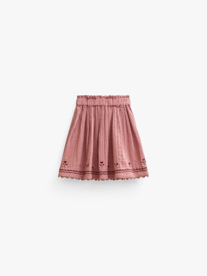 Fløjlsnederdel med zig-zag bånd Tween - Dusty Rose | 101480 Sille