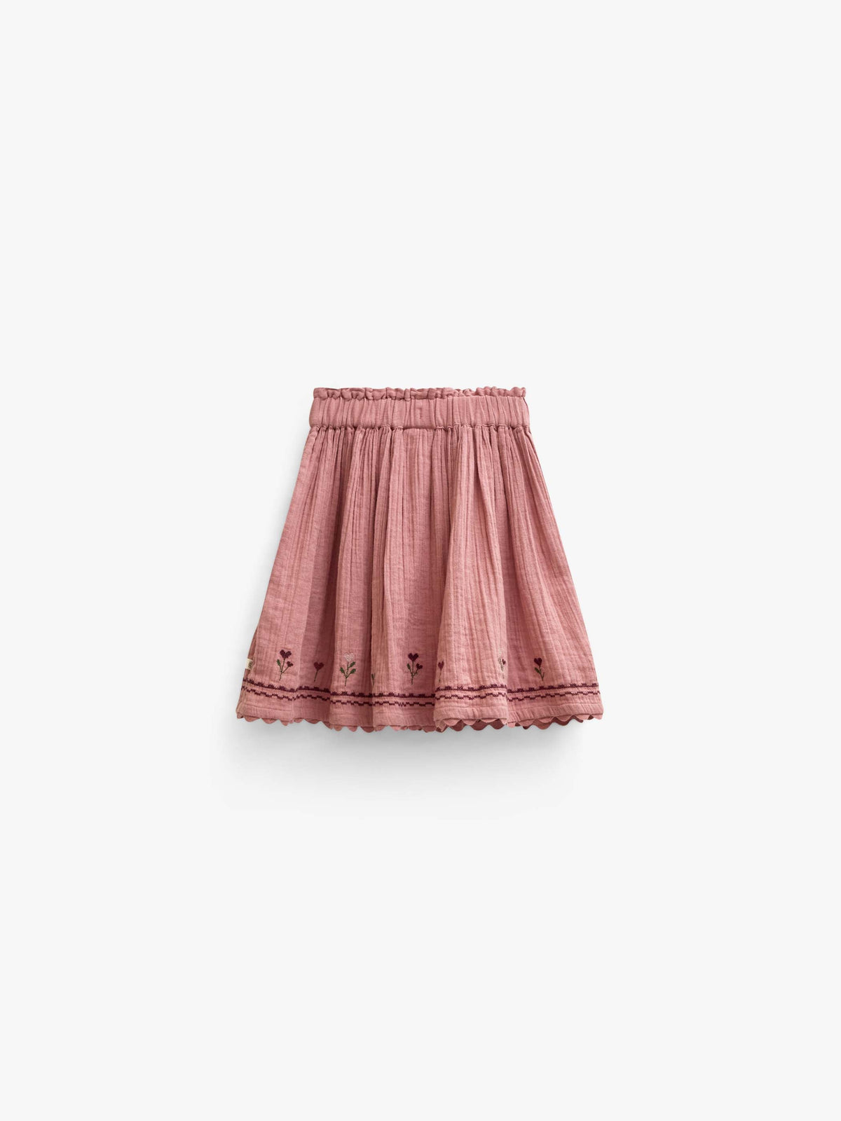 Double gauze-nederdel med korsstingsbroderi Kids - Dusty Rose | 101469 Laureen