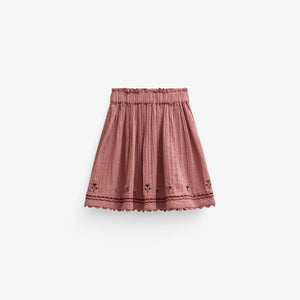 Double gauze-nederdel med korsstingsbroderi Kids - Dusty Rose | 101469 Laureen