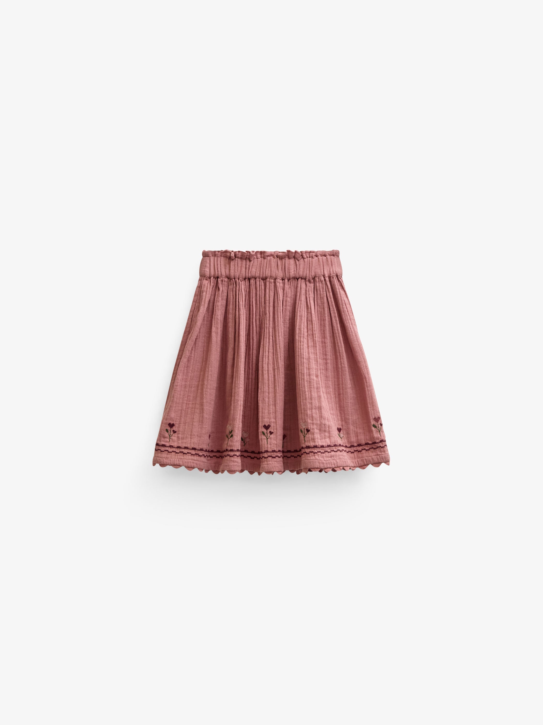 Double gauze-nederdel med korsstingsbroderi Kids - Dusty Rose | 101469 Laureen