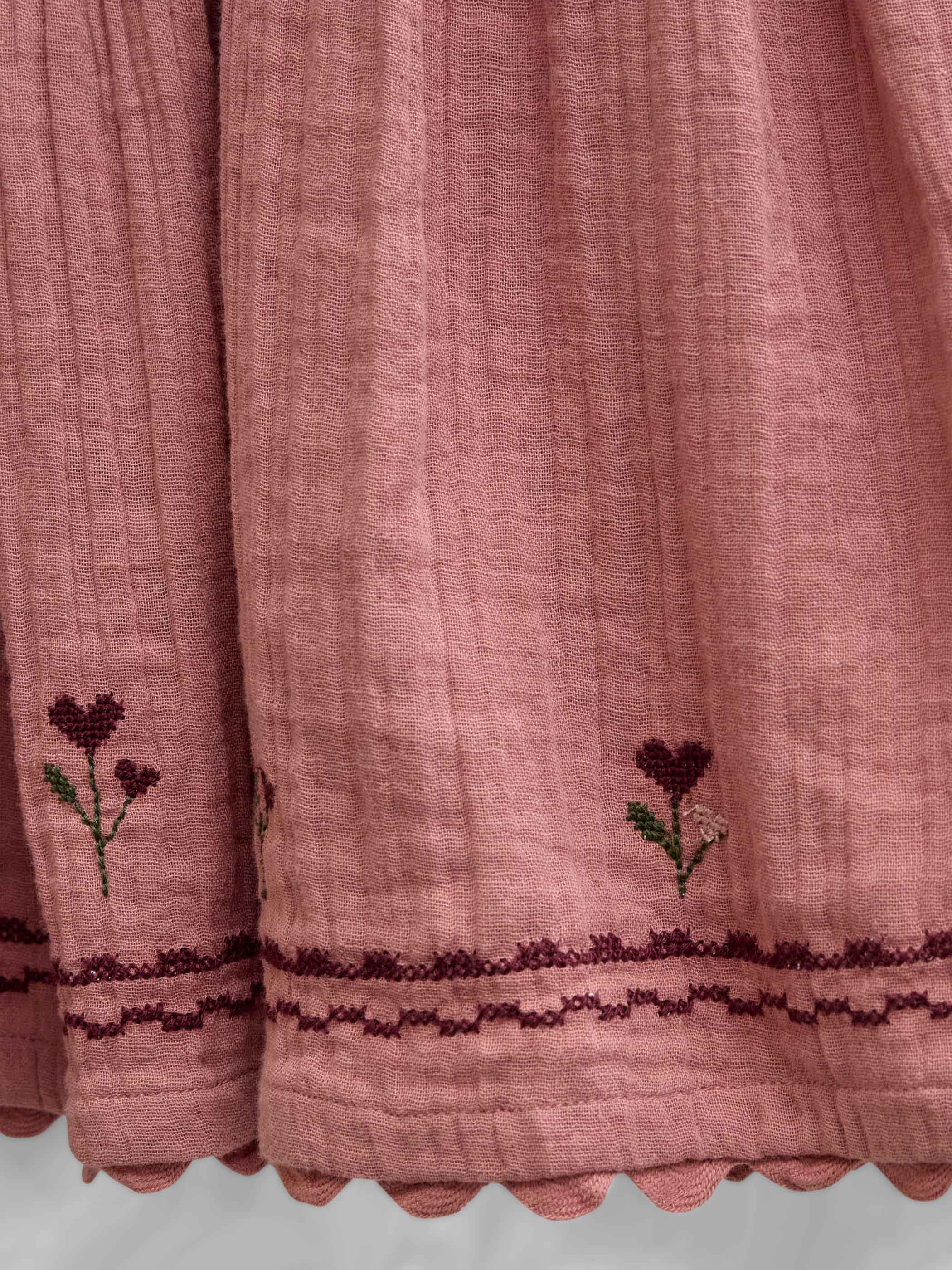 Double gauze-nederdel med korsstingsbroderi Kids - Dusty Rose | 101469 Laureen