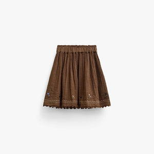 Double gauze-nederdel med korsstingsbroderi Kids - Brown | 101471 Laureen