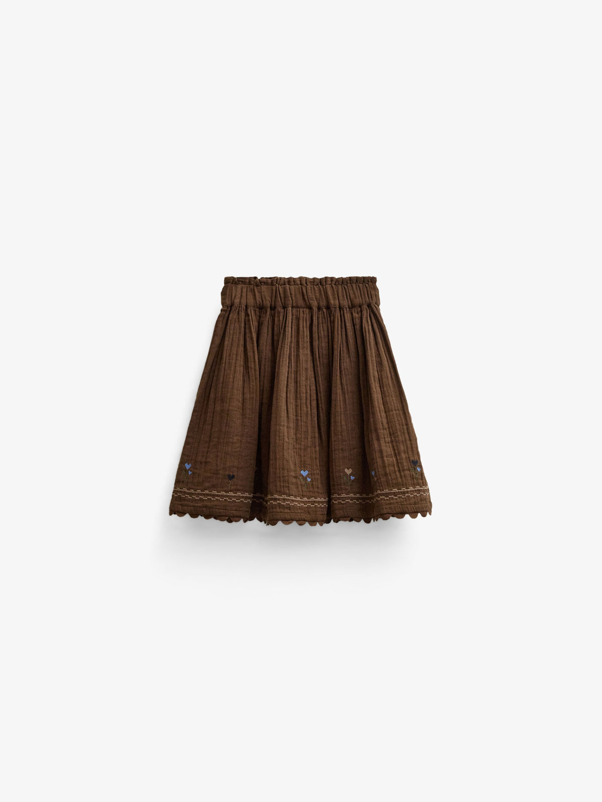 Double gauze-nederdel med korsstingsbroderi Kids - Brown | 101471 Laureen