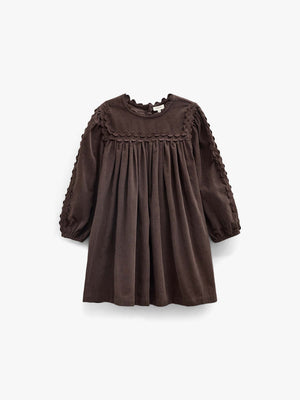 Fløjlskjole med zig-zag bånd Tween - Dark Brown | 101474 Sille
