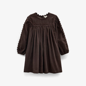 Fløjlskjole med zig-zag bånd Tween - Dark Brown | 101474 Sille
