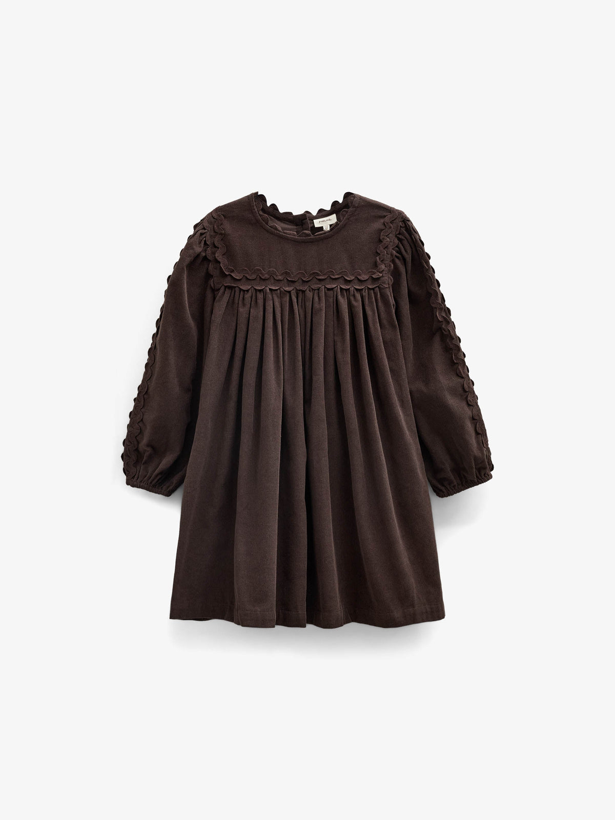 Fløjlskjole med zig-zag bånd Tween - Dark Brown | 101474 Sille