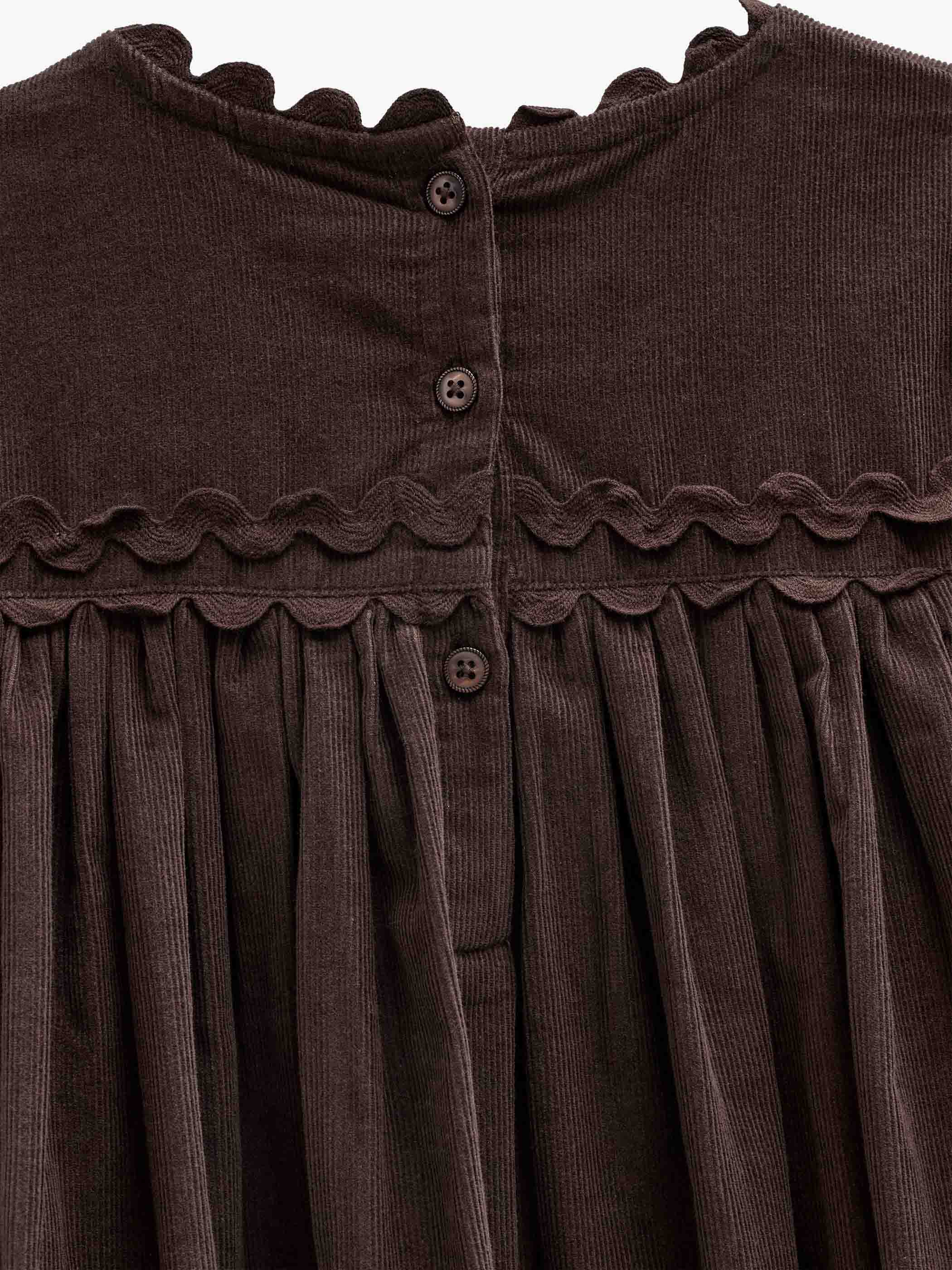 Fløjlskjole med zig-zag bånd Kids - Dark Brown | 101473 Sille