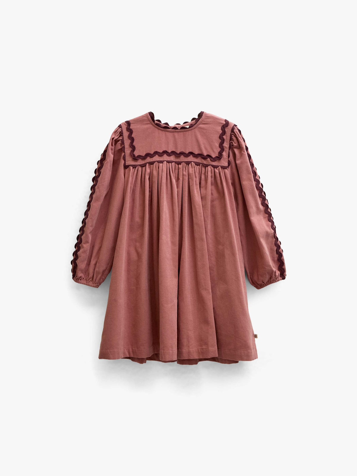 Fløjlskjole med zig-zag bånd Tween - Dusty Rose | 101476 Sille