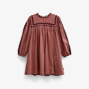 Fløjlskjole med zig-zag bånd Tween - Dusty Rose | 101476 Sille