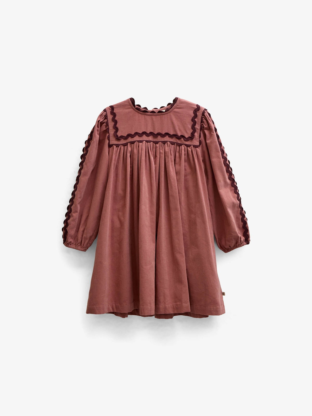 Fløjlskjole med zig-zag bånd Tween - Dusty Rose | 101476 Sille