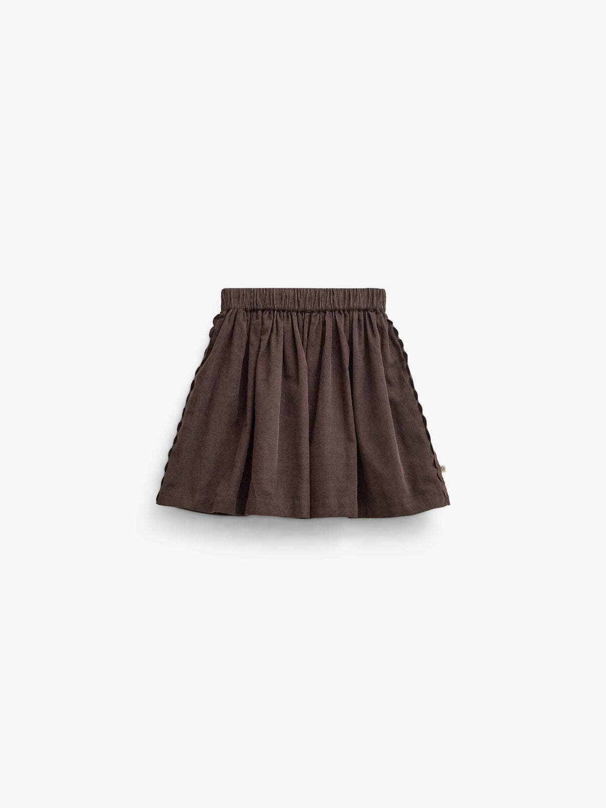 Fløjlsnederdel med zig-zag bånd Tween - Dark Brown | 101478 Sille