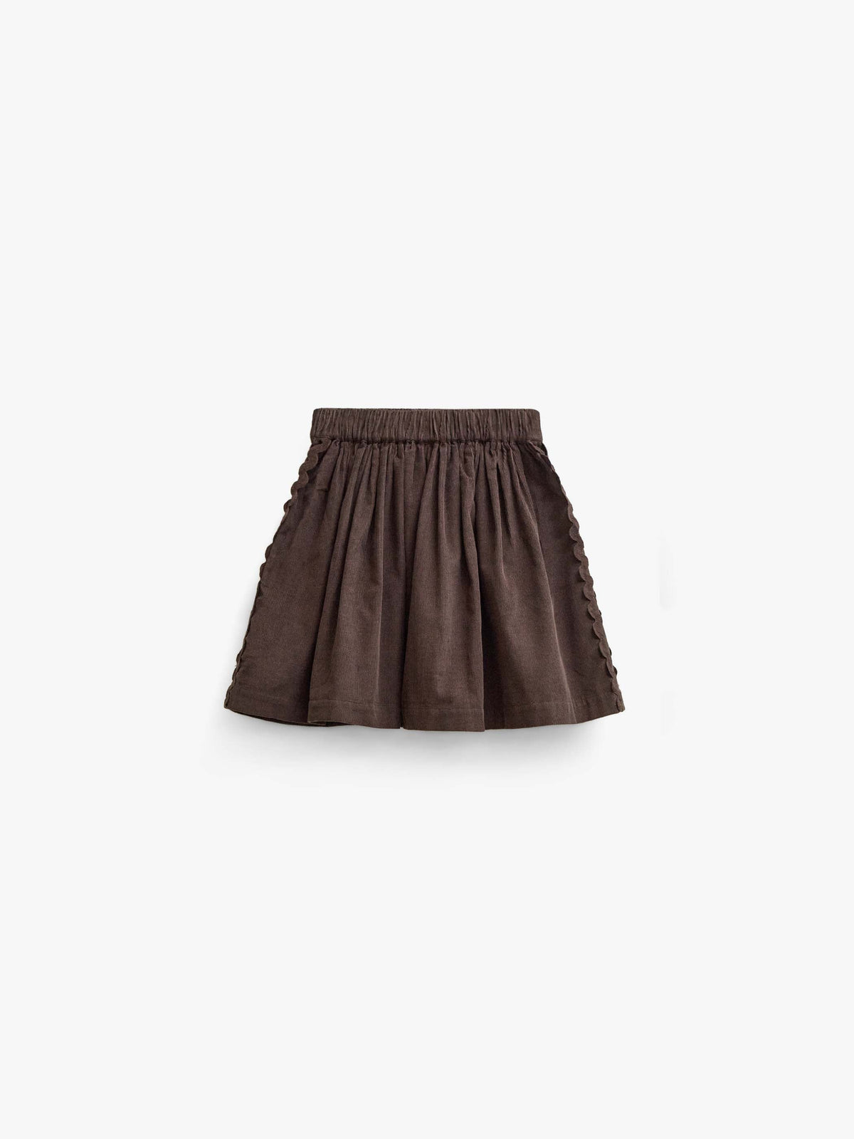 Fløjlsnederdel med zig-zag bånd Tween - Dark Brown | 101478 Sille
