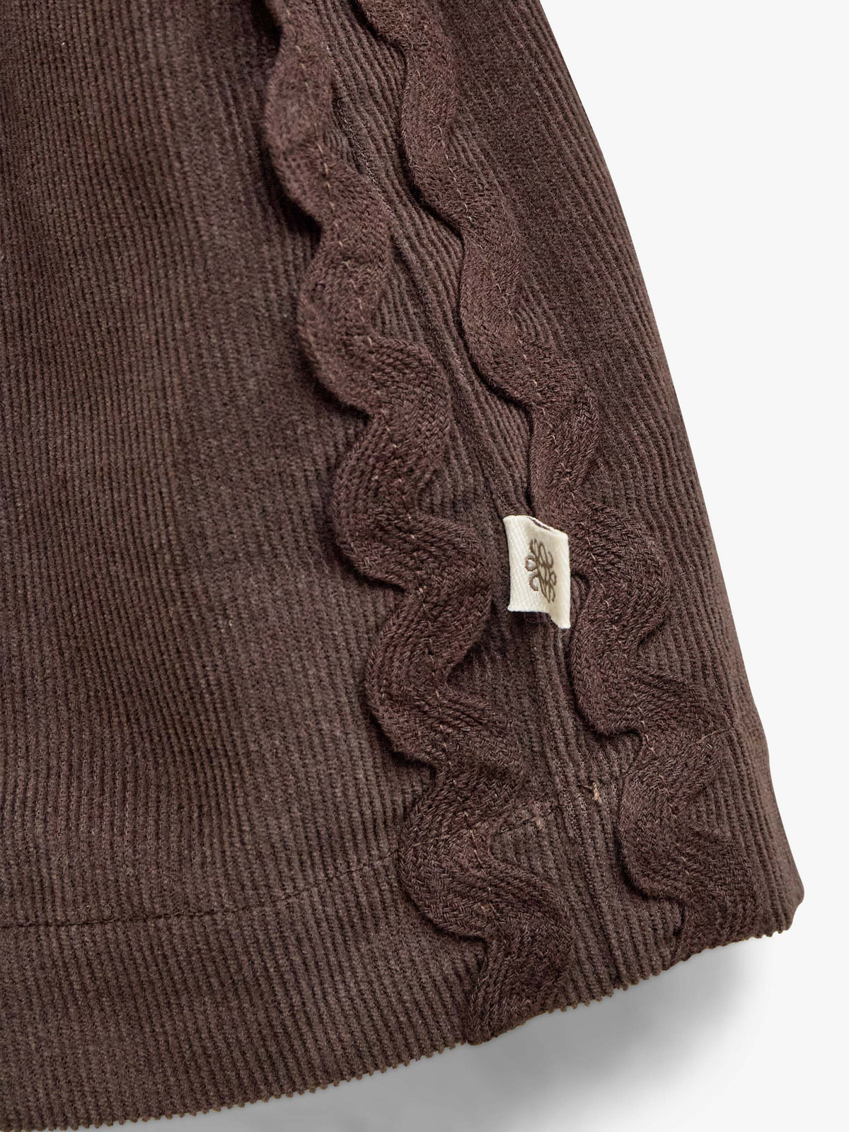 Fløjlsnederdel med zig-zag bånd Tween - Dark Brown | 101478 Sille