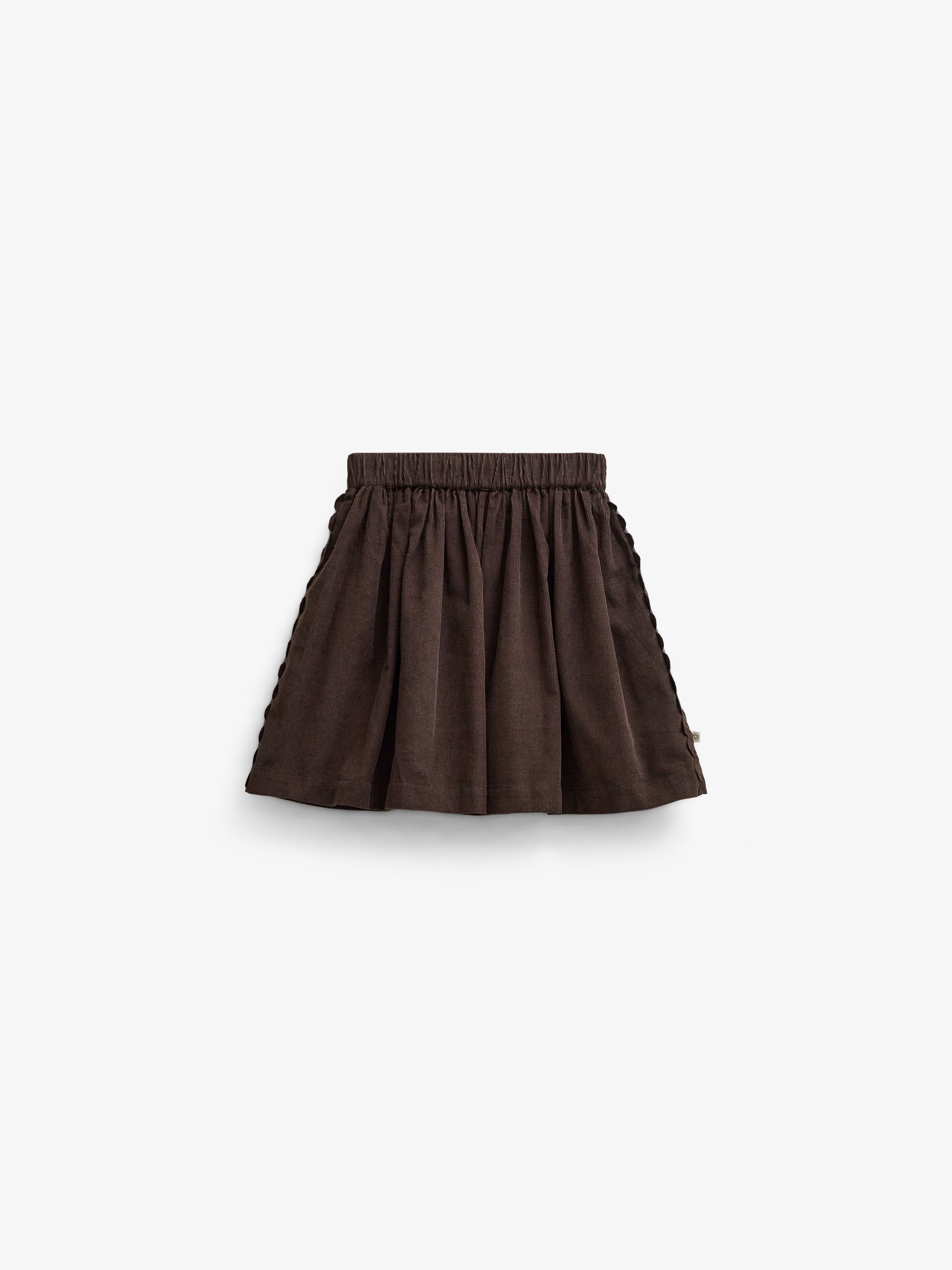 Fløjlsnederdel med zig-zag bånd Tween - Dark Brown | 101478 Sille