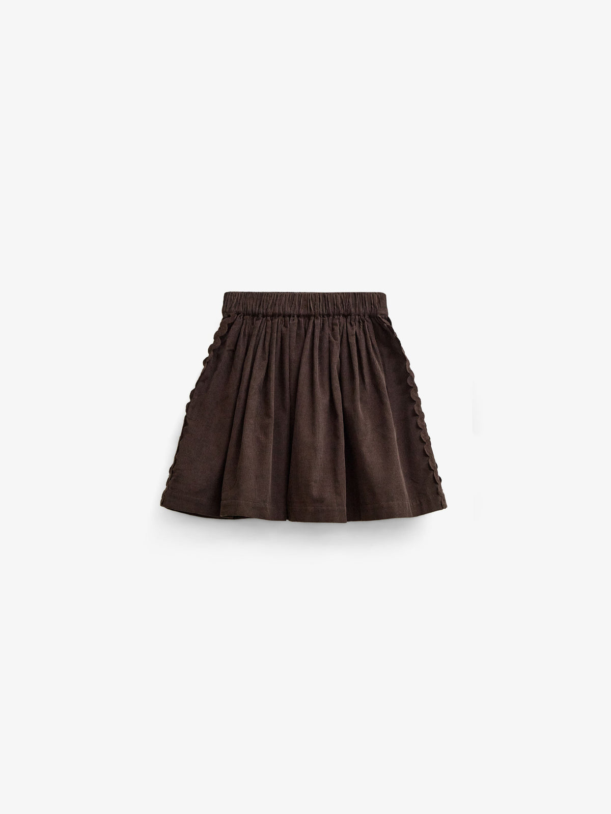 Fløjlsnederdel med zig-zag bånd Tween - Dark Brown | 101478 Sille