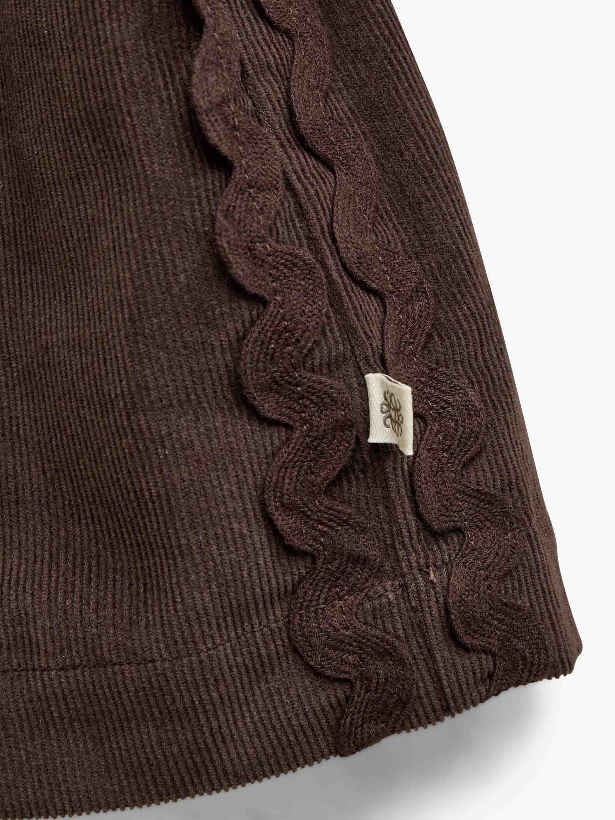 Fløjlsnederdel med zig-zag bånd Kids - Dark Brown | 101477 Sille