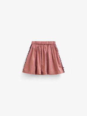 Fløjlsnederdel med zig-zag bånd Kids - Dusty Rose | 101479 Sille