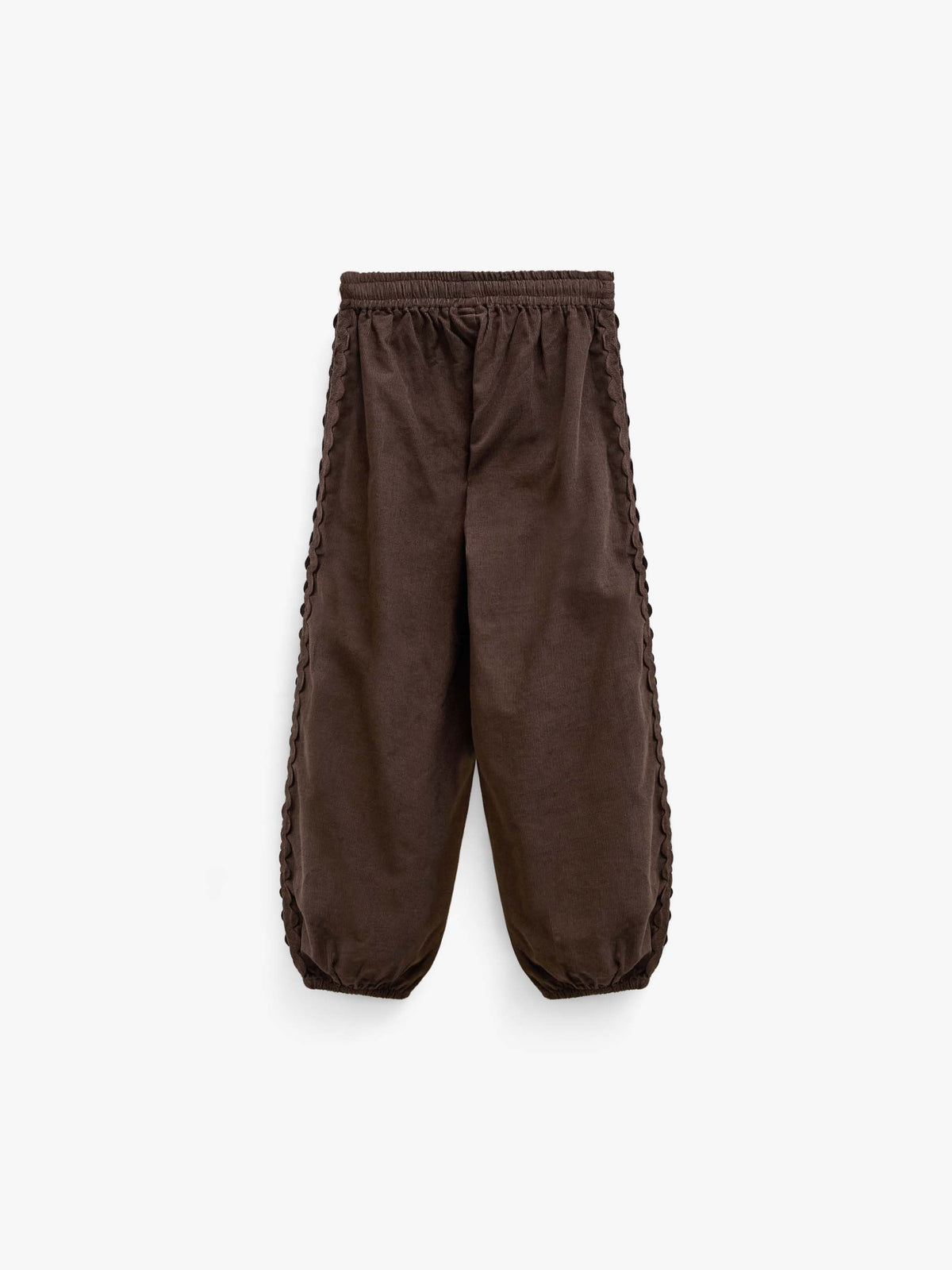 Fløjlsbukser med zig-zag bånd Tween - Dark Brown | 101482 Sille