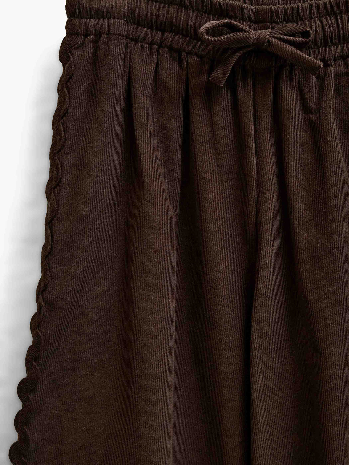 Fløjlsbukser med zig-zag bånd Kids - Dark Brown | 101481 Sille