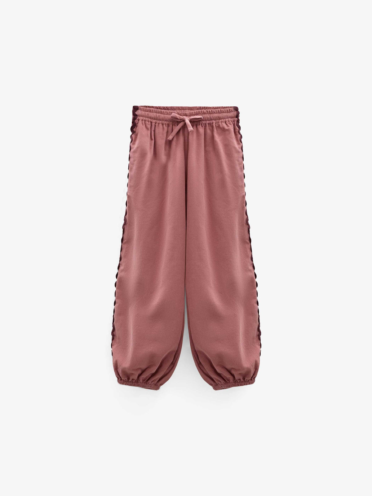 Fløjlsbukser med zig-zag bånd Tween - Dusty Rose | 101484 Sille