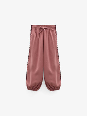 Fløjlsbukser med zig-zag bånd Kids - Dusty Rose | 101483 Sille