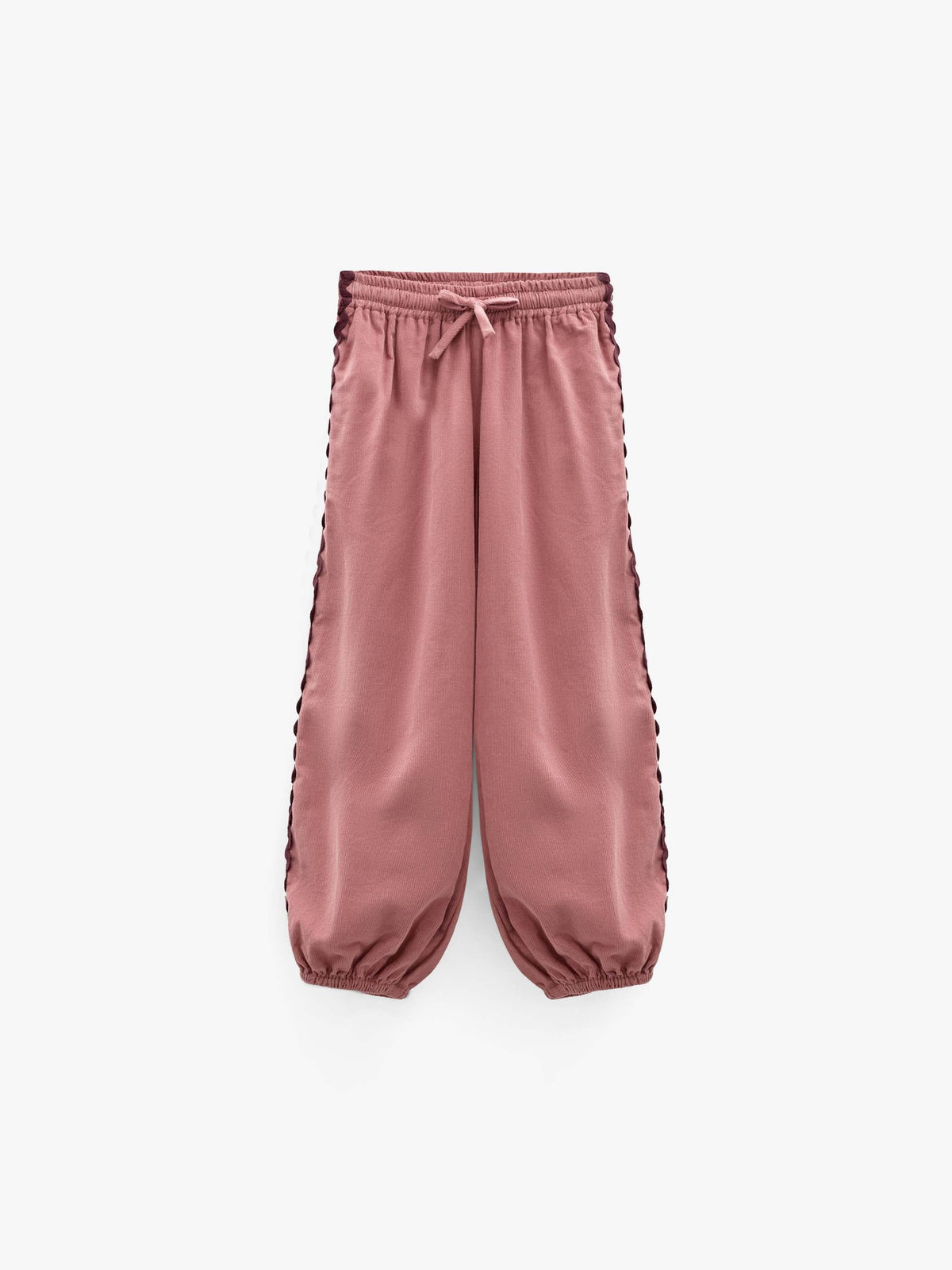 Fløjlsbukser med zig-zag bånd Kids - Dusty Rose | 101483 Sille