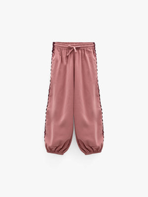 Fløjlsbukser med zig-zag bånd Tween - Dusty Rose | 101484 Sille