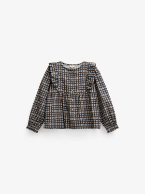 Ternet bomuldsbluse med flæser Kids - Blue | 101495 Penny
