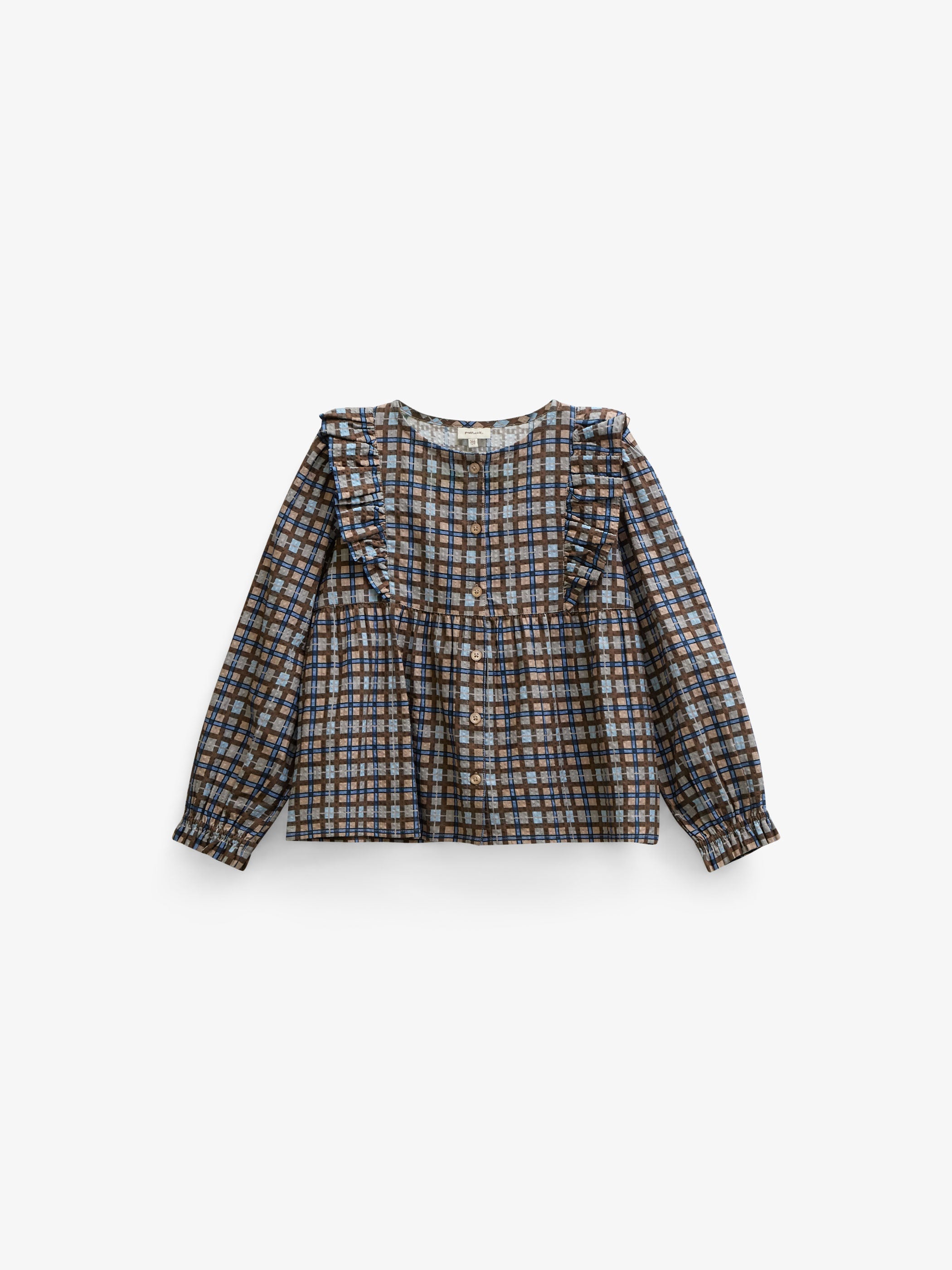 Ternet bomuldsbluse med flæser Kids - Blue | 101495 Penny