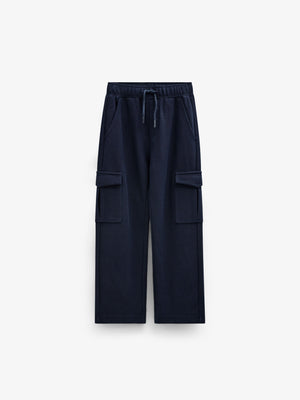 Cargo-joggingbukser i struktureret sweatkvalitet Tween - Navy | 101511 Wilder