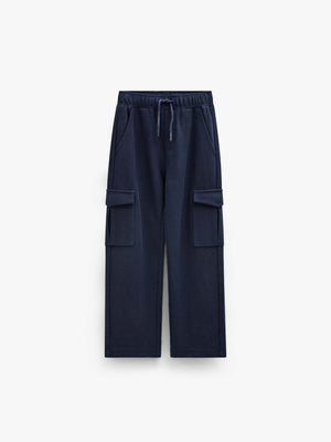 Cargo-joggingbukser i struktureret sweatkvalitet Tween - Navy | 101511 Wilder