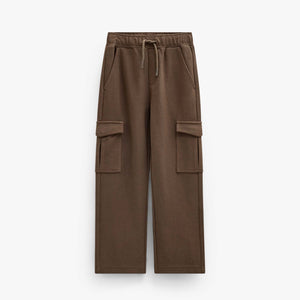 Cargo-joggingbukser i struktureret sweatkvalitet Tween - Brown | 101512 Wilder
