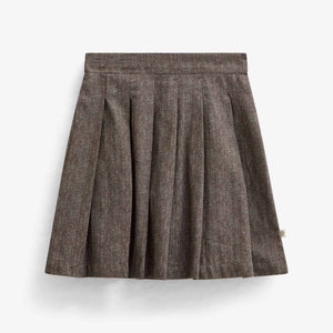 Bomuldsnederdel med sildebensmønster Kids - Dark Brown | 101520 Susse
