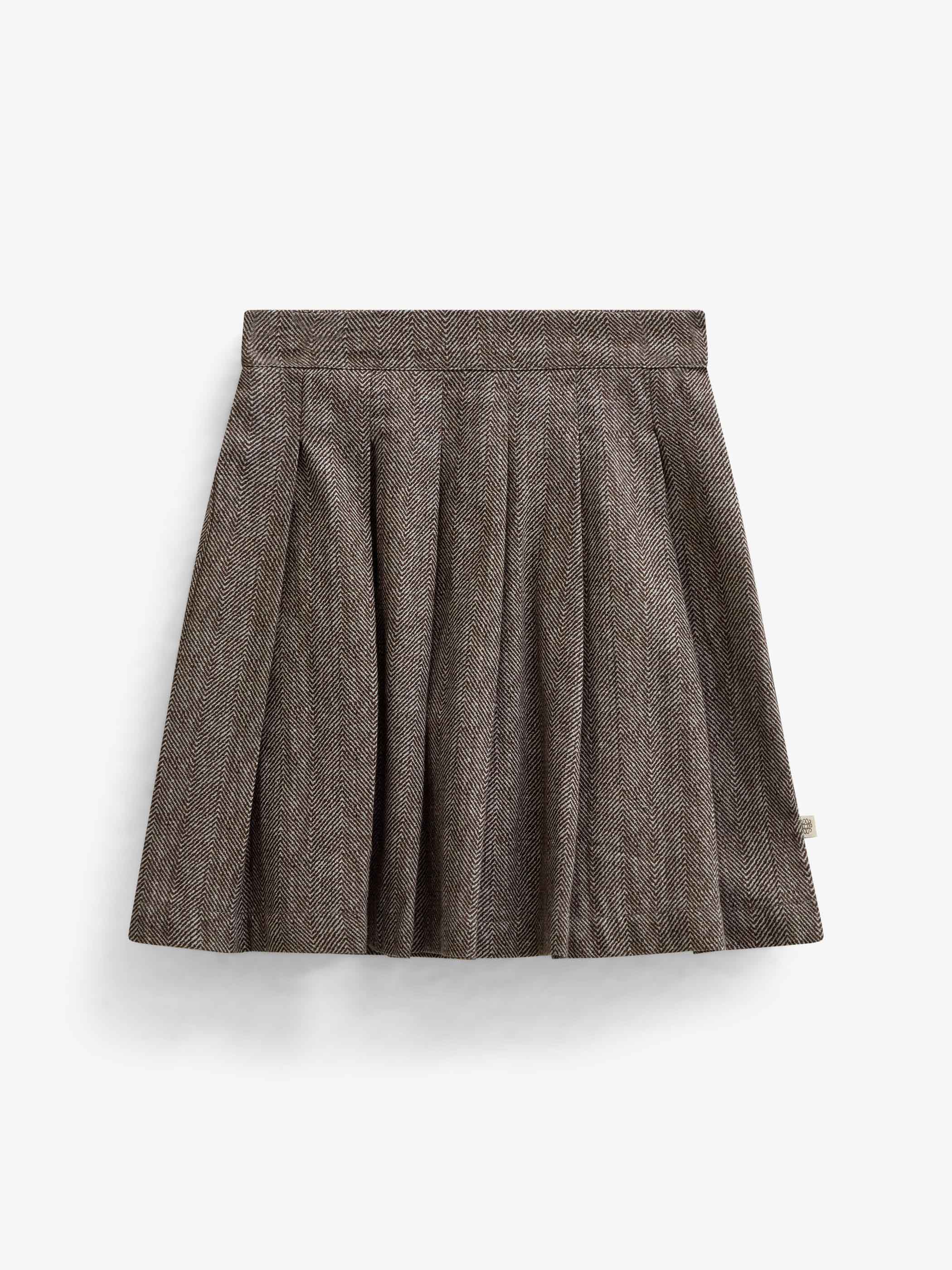 Bomuldsnederdel med sildebensmønster Kids - Dark Brown | 101520 Susse