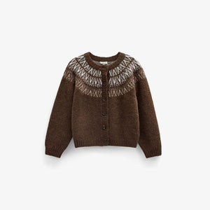 Jacquardstrikket cardigan Kids - Brown | 101523 Daniella