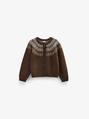 Jacquardstrikket cardigan Kids - Brown | 101523 Daniella