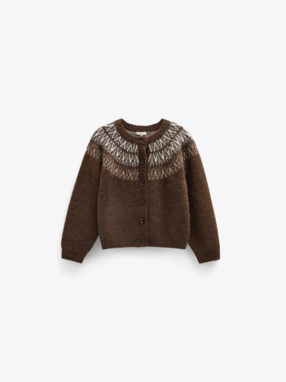 Jacquardstrikket cardigan Tween - Brown | 101524 Daniella
